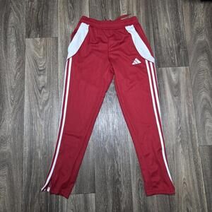 Adidas Kids Size Medium M 11-12Y Red Aeroready Athletic Side Zip Pants